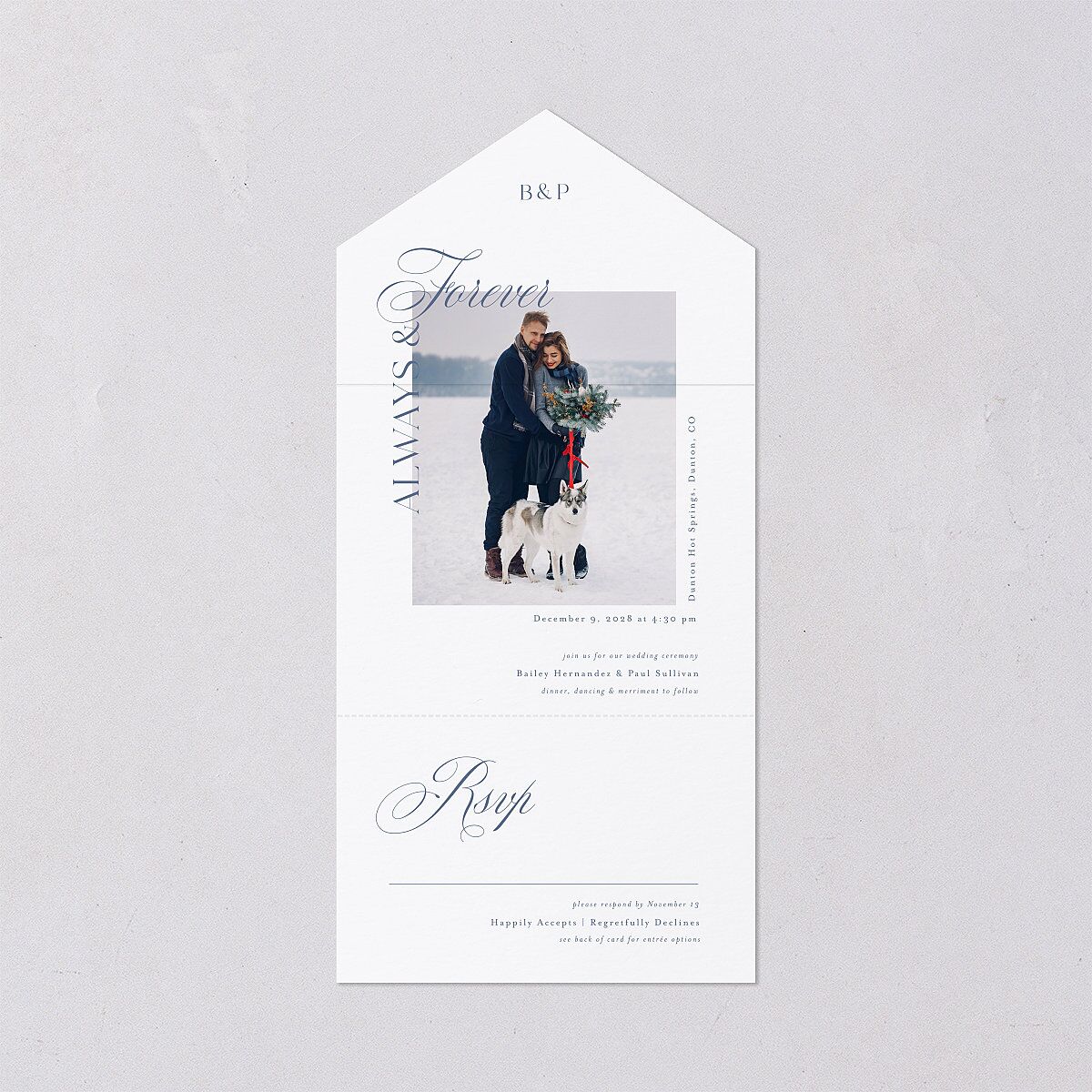Eternal Love All-in-One Wedding Invitations Cruise Signature Light Both Recipient and Return Addresses