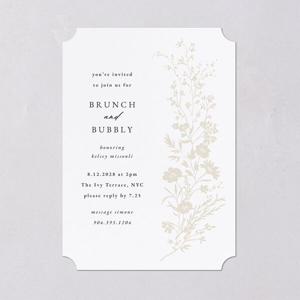 Gilded Wildflower Bridal Shower Invitations Pure White Signature Blank