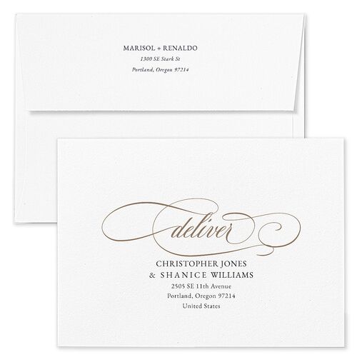 Polished Photo Foil Save The Date Card Envelopes Navy Kraft Both Recipient and Return Addresses Signature Standard