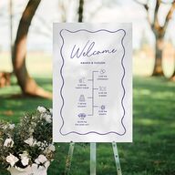 Hand Drawn Wavy Border Standard Welcome Sign Large Sapphire Standard Indoor Foam Core L Welcome