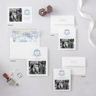 Rose Crest Photo Save the Date Petite Cards Regency Blue Signature smooth Blank No