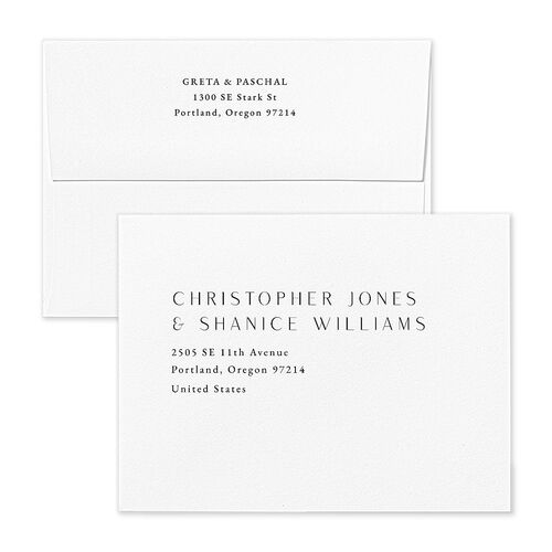Lavish Palm Thank You Card Envelopes White Pure White Both Recipient and Return Addresses Signature Standard