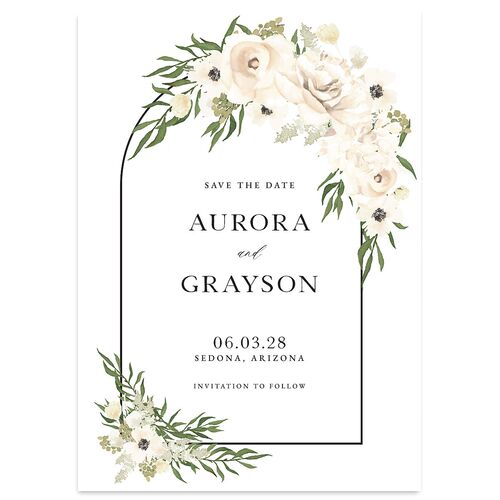 Bohemian Arch Save The Date Cards Pure White Signature smooth Blank No Standard
