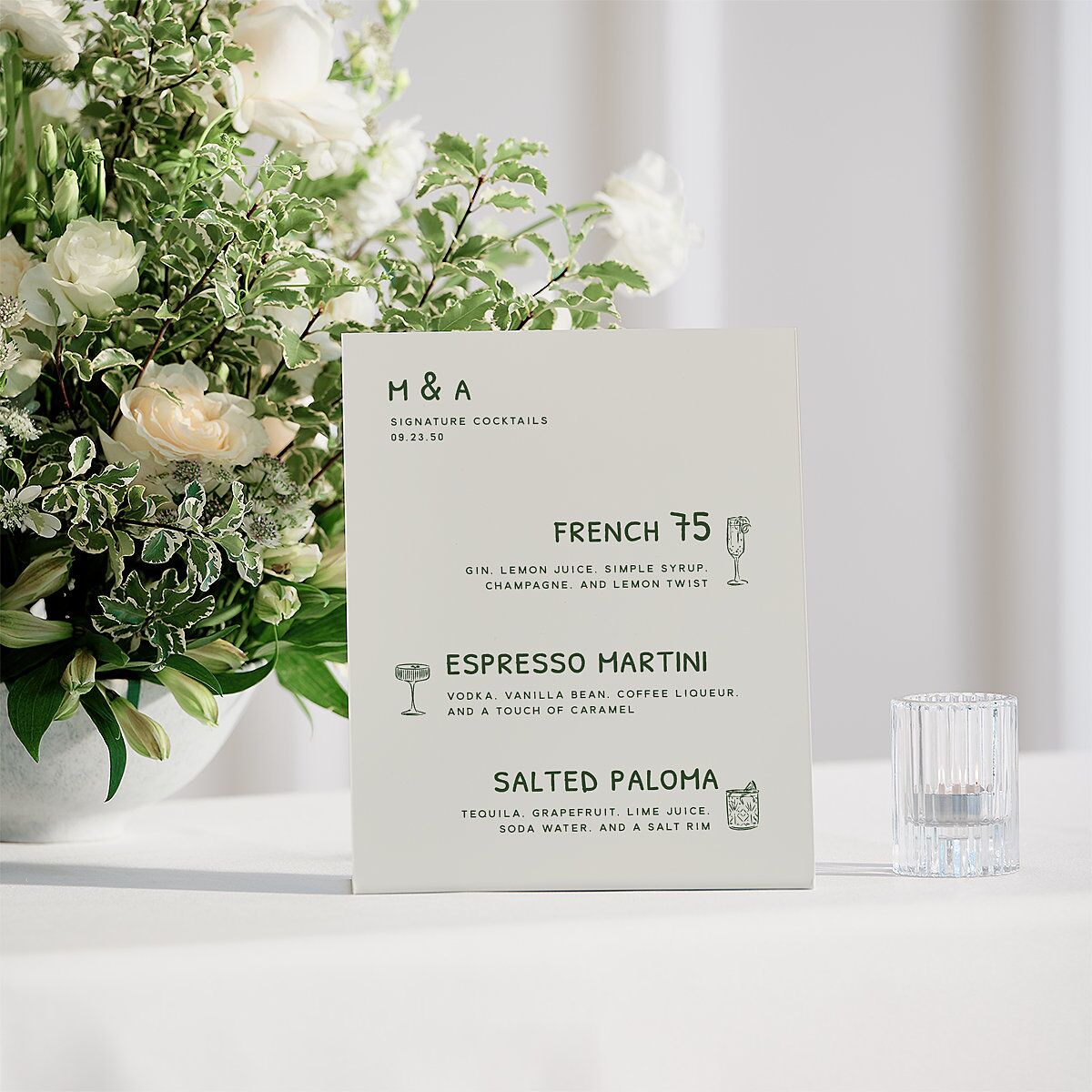 Hand Drawn Recipe Bar Bended Tabletop Sign X-small Dark Camo Standard Plastic XS Tabletop Bar