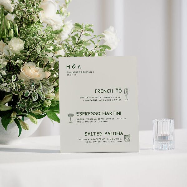 Hand Drawn Recipe Bar Bended Tabletop Sign X-small Dark Camo Standard Plastic XS Tabletop Bar