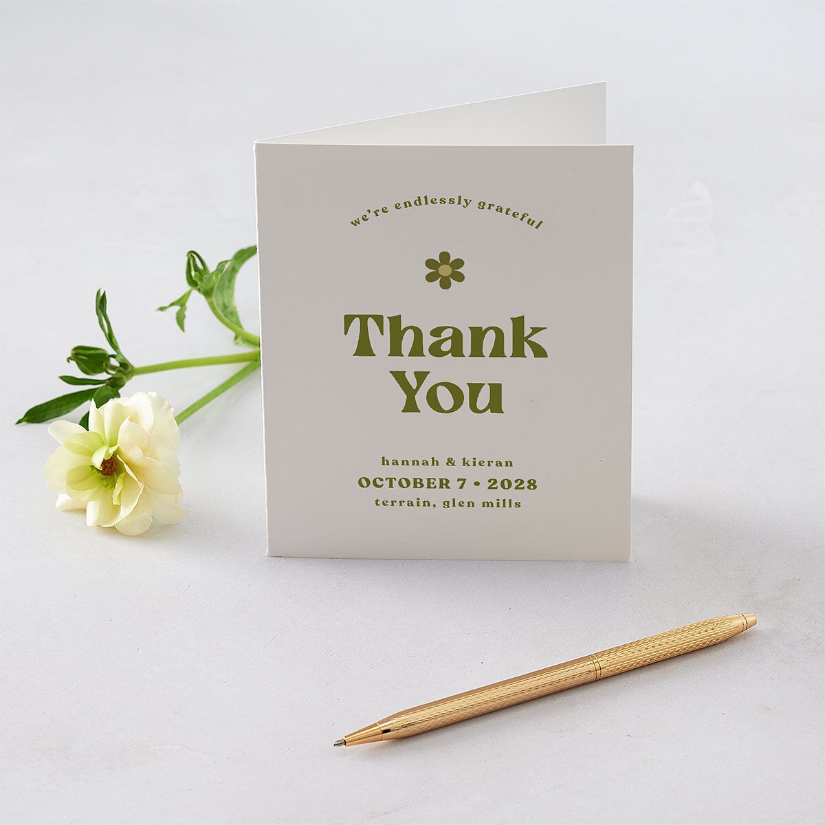 Simple Retro Daisy Thank You Cards Meadow