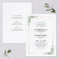Greenery Frame Foil Wedding Invitations Gold Pure White Signature Blank No Standard