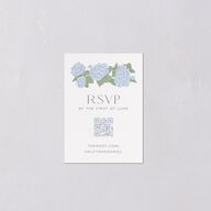 Vintage Hydrangea Frame QR Code RSVP Cards Dusty Blue Signature Standard