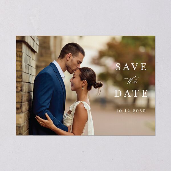 Eucalyptus Frame Save The Date Cards Pure White Signature smooth Blank No Standard