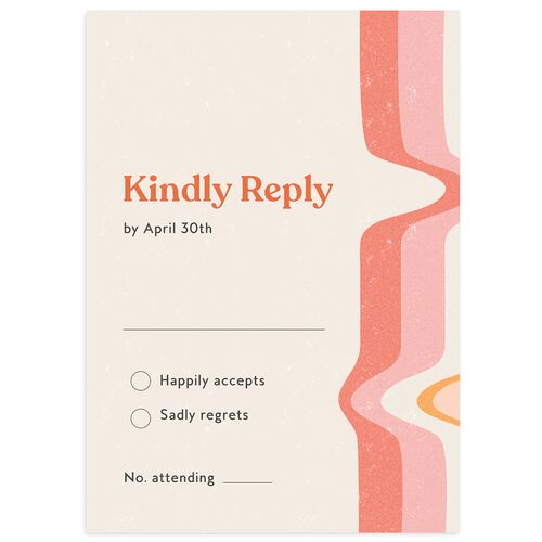 Groovy Lines Wedding Response Cards Coral Pink Signature
