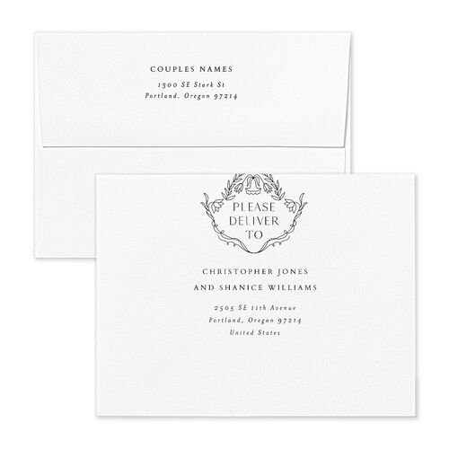 Ornate Regency Thank You Card Envelopes Blue Standard Bisque Both Recipient and Return Addresses Signature