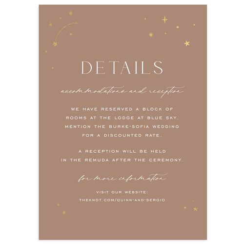 Celestial Arch Wedding Event Detail Cards Gold Fawn Signature Standard