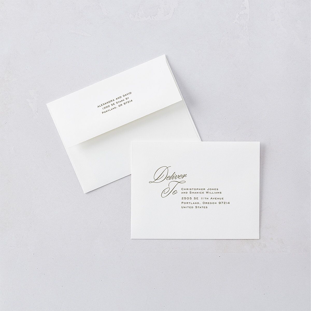 Vintage Metropolitan Photo Save the Date Petite Card Envelopes White Citrus Both Recipient and Return Addresses Signature Standard