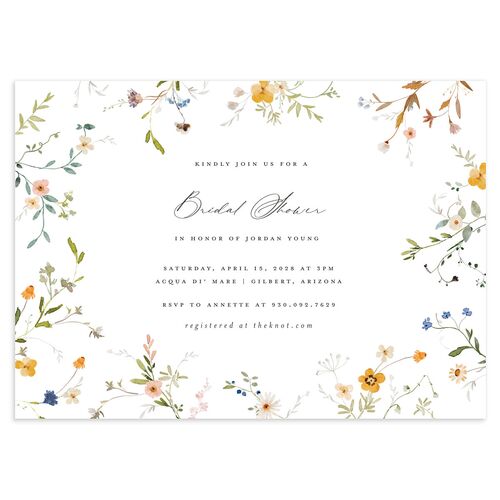 Dainty Wildflowers Bridal Shower Invitations Sunflower Signature Blank Standard