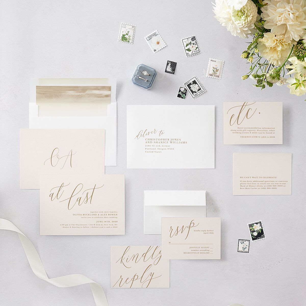 At Last Wedding Invitations Linen Signature Blank No Standard