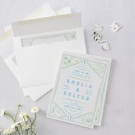 Iconic Beach Wedding Invitations Green Apple Signature Blank No Standard