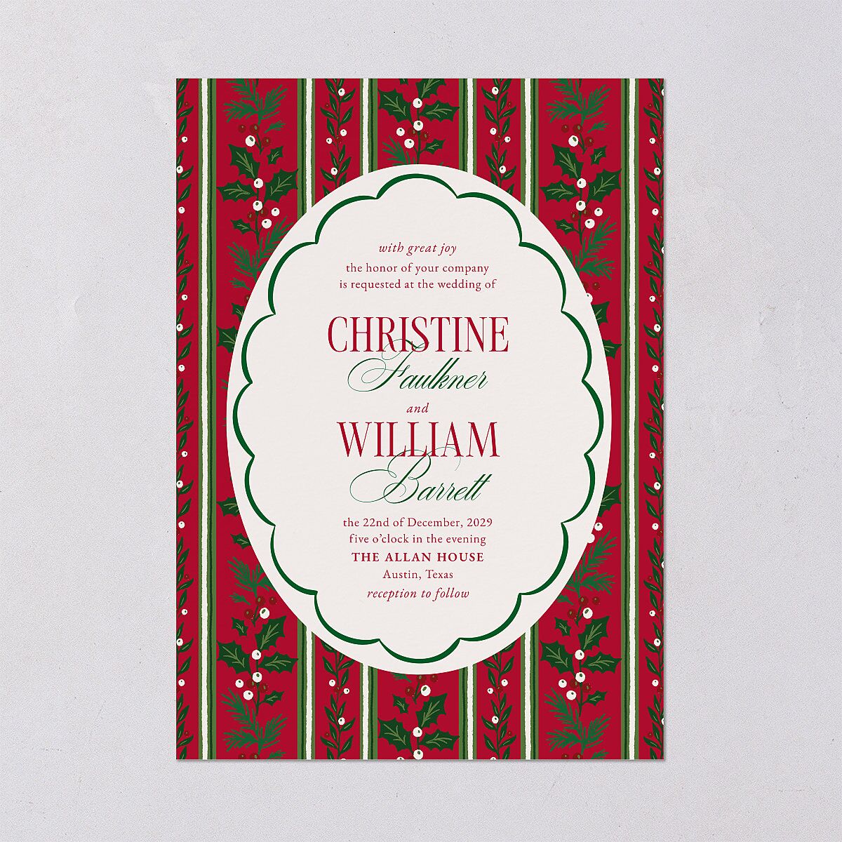 Elegant Vintage Christmas Wedding Invitations Jewel Red Signature Blank No Standard