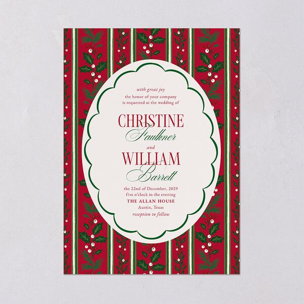 Elegant Vintage Christmas Wedding Invitations Jewel Red Signature Blank No Standard