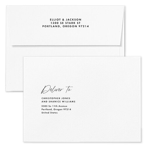 Scripted Arch Wedding Invitation Envelopes Pure White White Return Address Standard Signature