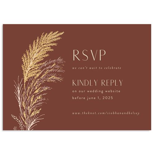 Regal Pampas Wedding Response Cards Gold Chestnut Signature Standard