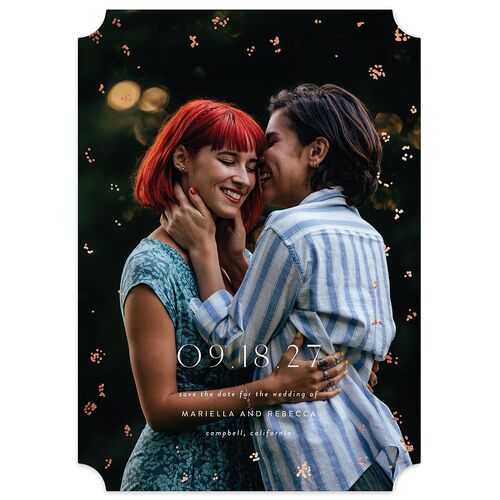 Moonlit Garden Save the Date Cards Rose Gold Regency Signature smooth Blank No Ticket