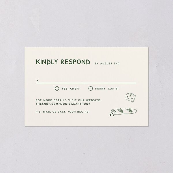 Hand Drawn Recipe All-in-One Wedding Invitations Dark Camo Signature Light Both Recipient and Return Addresses No