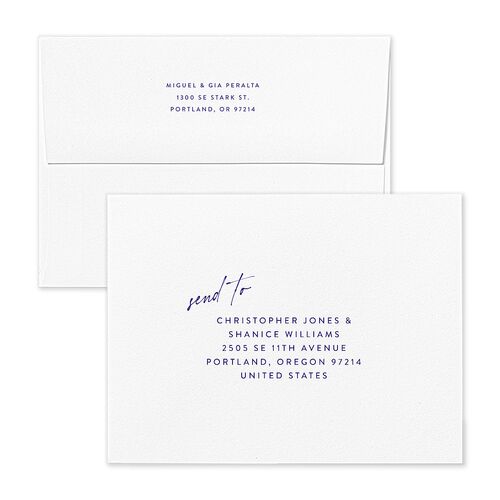 Hand Written With Love Thank You Card Envelopes White Jewel Blue Both Recipient and Return Addresses Signature Standard