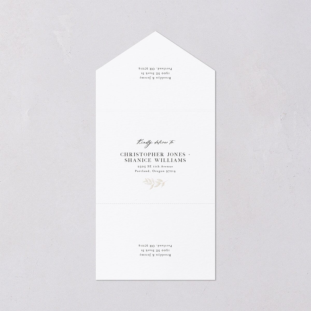Shining Wreath All-in-One Wedding Invitations Pure White Signature Light Both Recipient and Return Addresses No