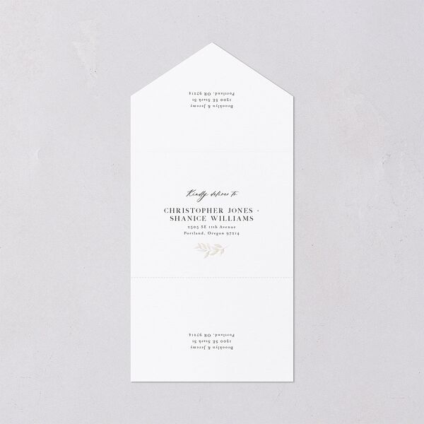 Shining Wreath All-in-One Wedding Invitations Pure White Signature Light Both Recipient and Return Addresses No