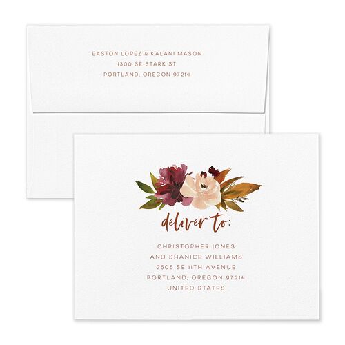 Fall Foliage Save the Date Magnet Envelopes Blue Dusty Rose Recipient Address Signature Standard