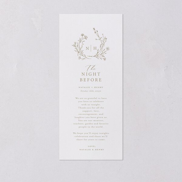 The Night Before Natural Monogram Menus Fawn Signature