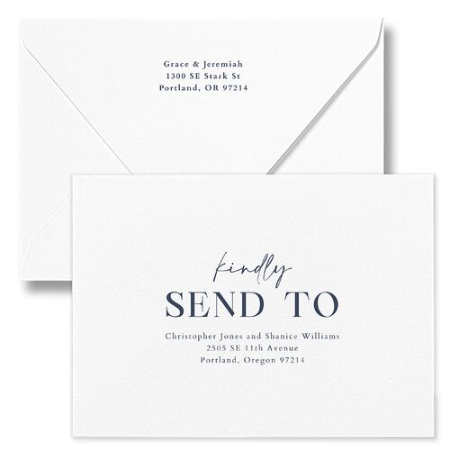 Foundation Wedding Invitation Euro Envelopes White Ocean Both Recipient and Return Addresses Luxe Signature