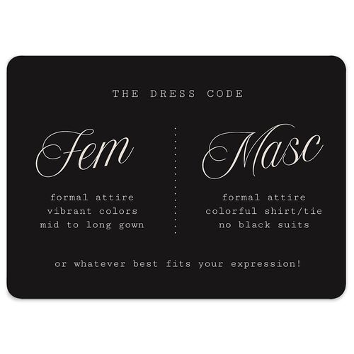 Vintage Script Wedding Attire Cards Midnight Signature Rounded