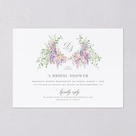 Formal Wisteria Garden Crest Bridal Shower Invitations by Bridgerton Purple Haze Signature Blank