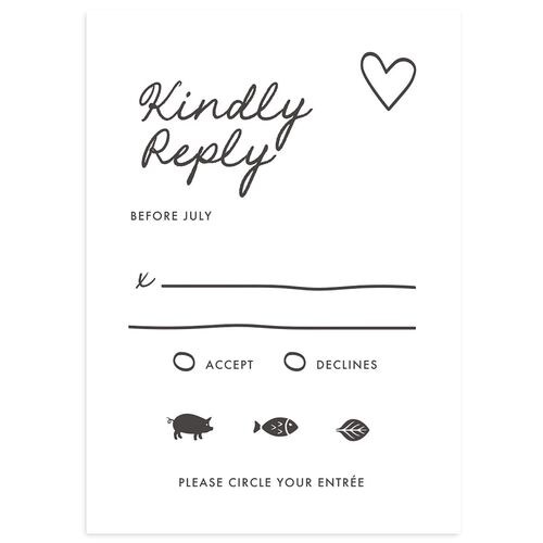 Hand Drawn Heart Photo Wedding Response Cards Charcoal Signature Standard