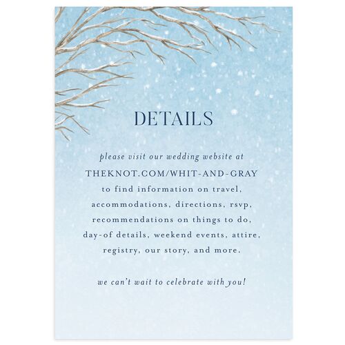 Snowflake Branches Wedding Enclosure Cards Baby Blue Signature Standard