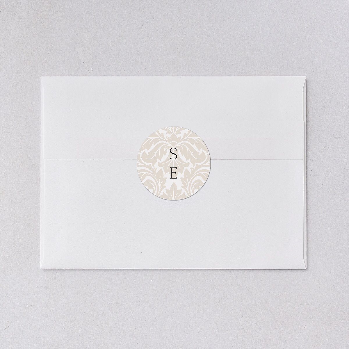 Elegant Damask Wedding Stickers Pure White Circle