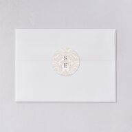 Elegant Damask Wedding Stickers Pure White Circle