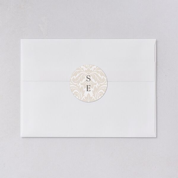 Elegant Damask Wedding Stickers Pure White Circle