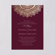 Indian Gilded Adornment Wedding Invitations Gold Burgundy Signature Blank No Standard