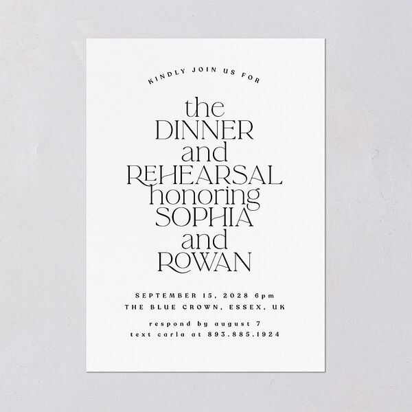 Classic Stack Rehearsal Dinner Invitations Pure White Signature Blank