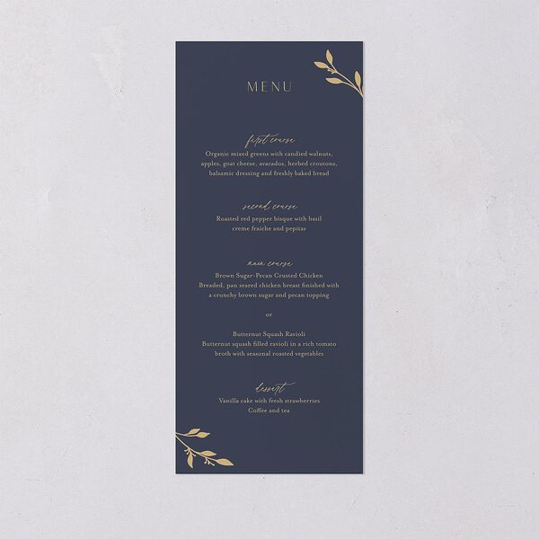 Gilded Sprigs Menus Moody Blue Signature