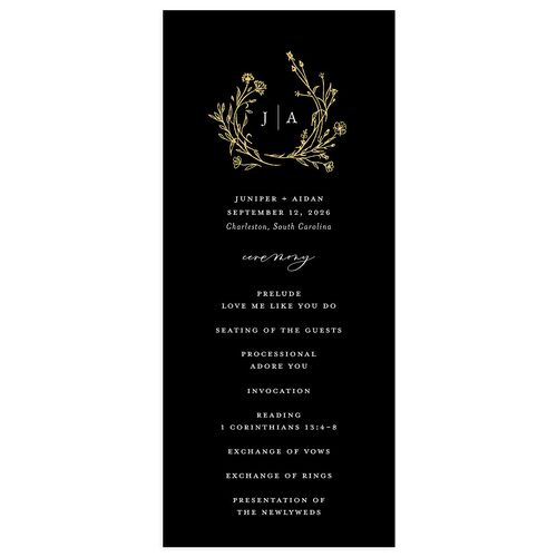 Gilded Monogram Wedding Programs Gold Licorice Signature