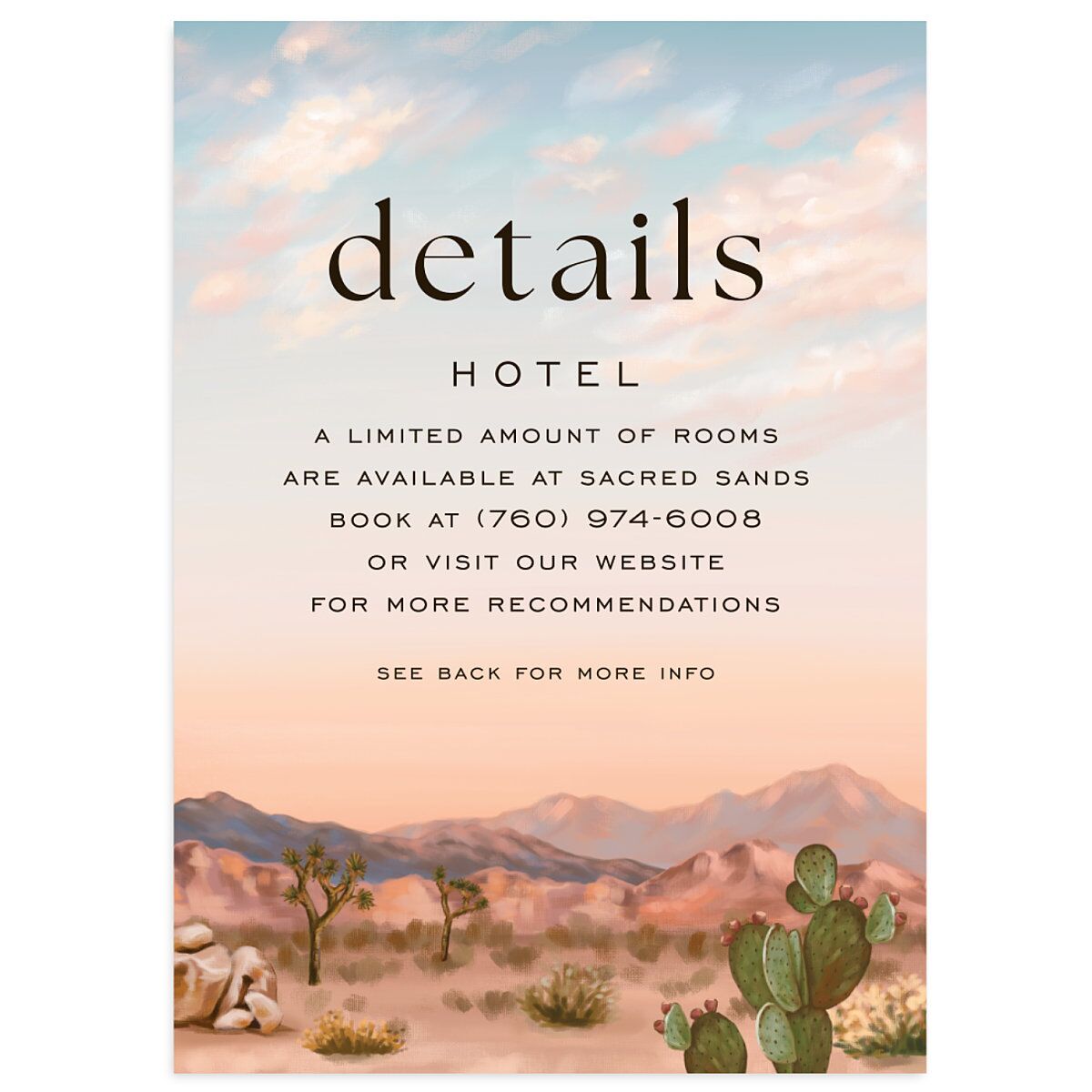 Desert Cactus Wedding Enclosure Cards