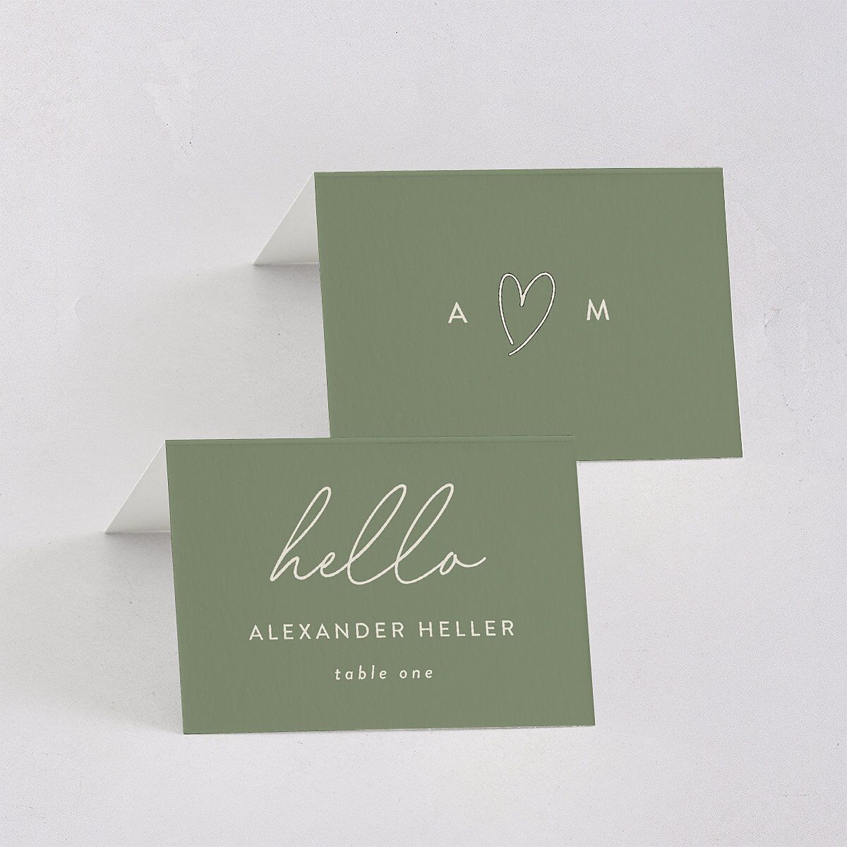 Elegant Heart Place Cards Thyme Signature