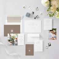 Side Panel Save the Date Cards Fawn Signature smooth Blank No Standard