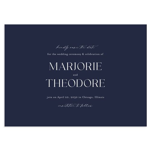 Joyful Union Foil Save The Date Cards Gold Navy Signature smooth Blank No Standard