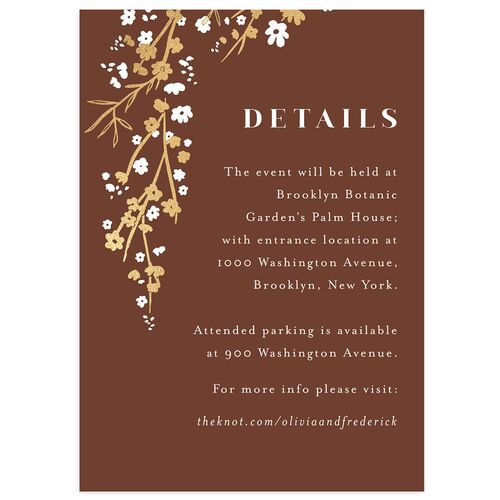 Cherry Blossoms Wedding Event Detail Cards Gold Chestnut Signature Standard