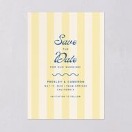 Cabana Stripes Save the Date Cards Lemon Signature smooth Blank Standard