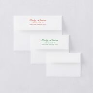 Cabana Stripes Rehearsal Dinner Invitation Envelopes Pastel Blue Standard White Both Recipient and Return Addresses Signature